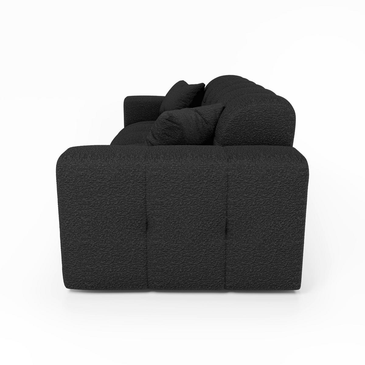 SOFA COCOON Bouclé-Stoff Dunkles Anthrazit 230cm - Dunkelgrau/Anthrazit, Textil (230/85/92cm) - Premium Interiors