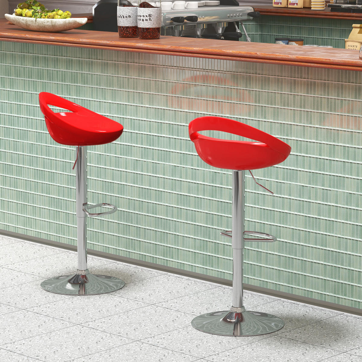 BARHOCKER 2er-Set DE-14781 höhenverstellbar mit Rückenlehne Rot - Rot, Metall (41/96/46cm) - ComfortXL