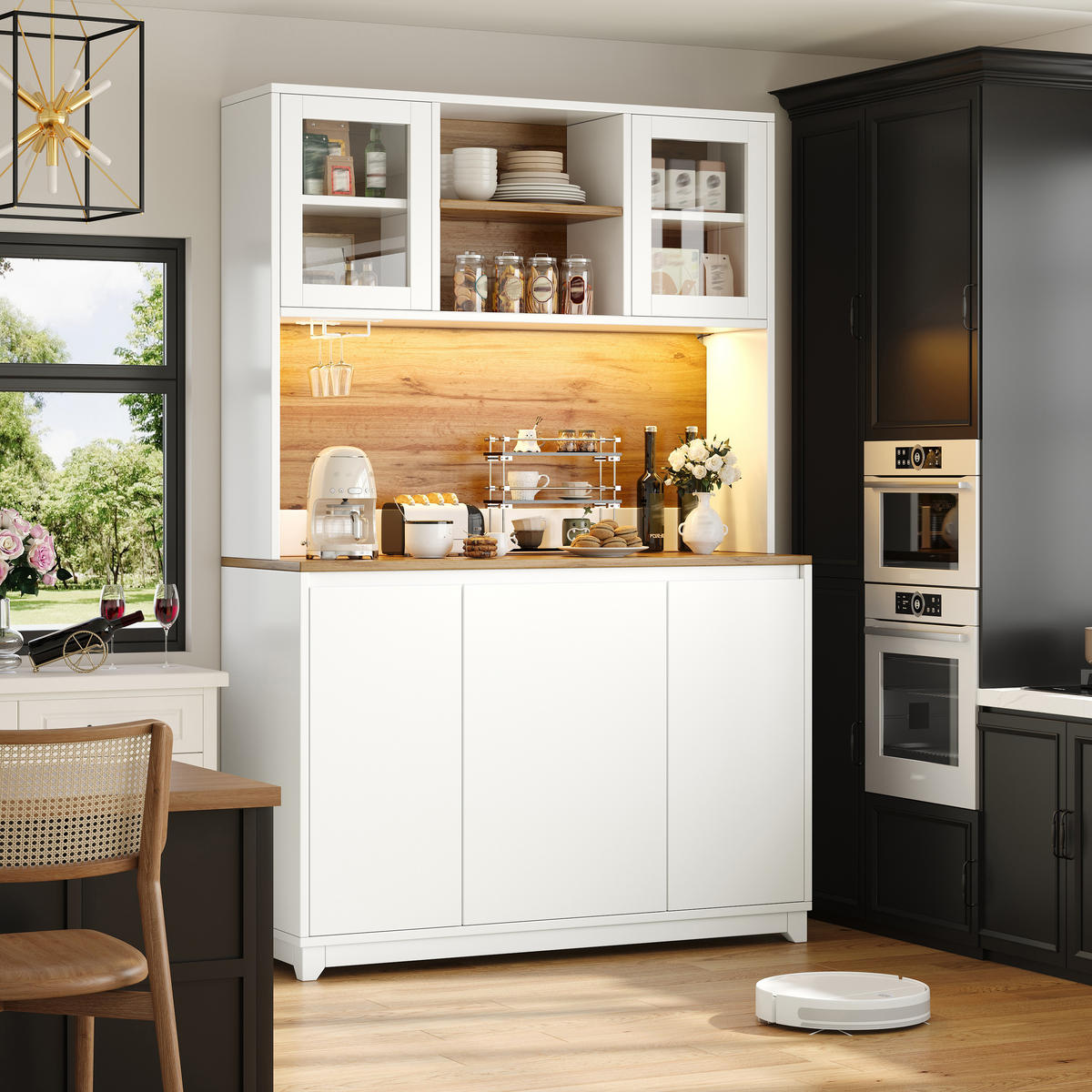 BUFFETSCHRANK Weiß 120/40/180 cm - Weiß, Holz (120/180/40cm) - PANGIVO