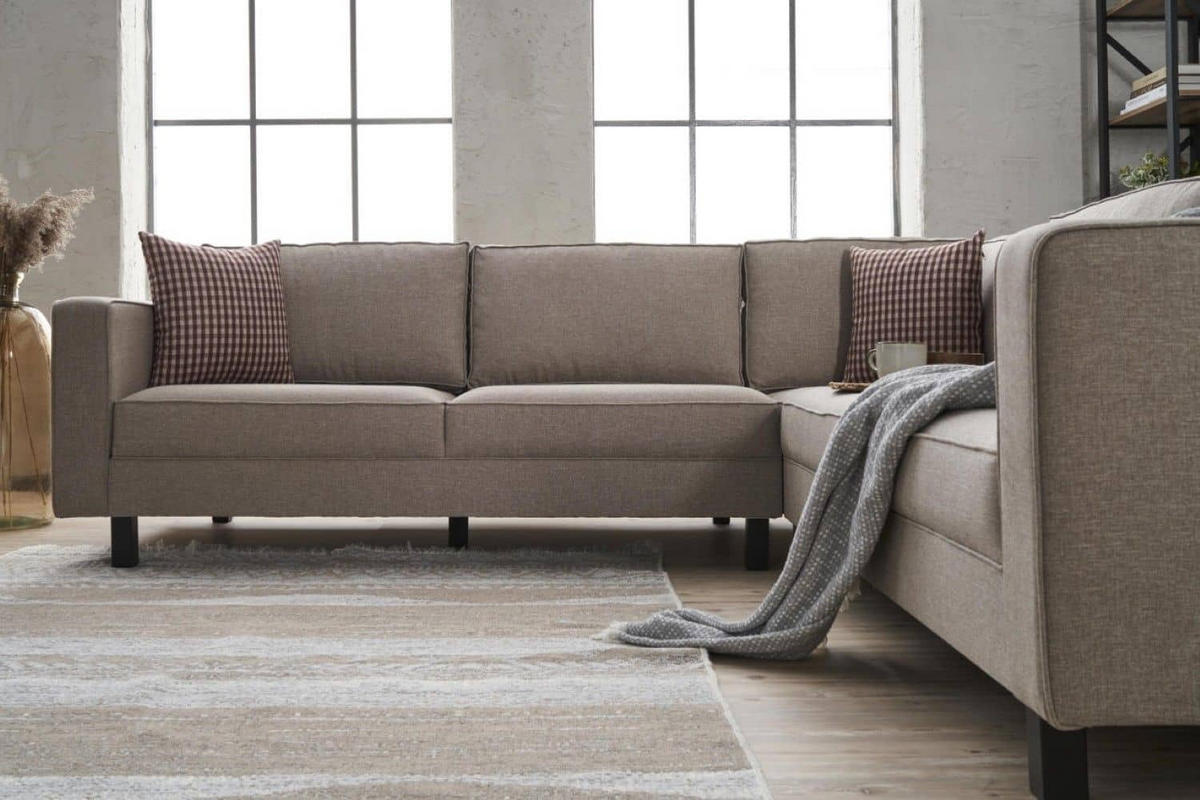 ECKSOFA schlichte Eleganz, lose Rückenkissen - Beige/Creme, Holz/Buchenholz (258/258cm) - myHomelando