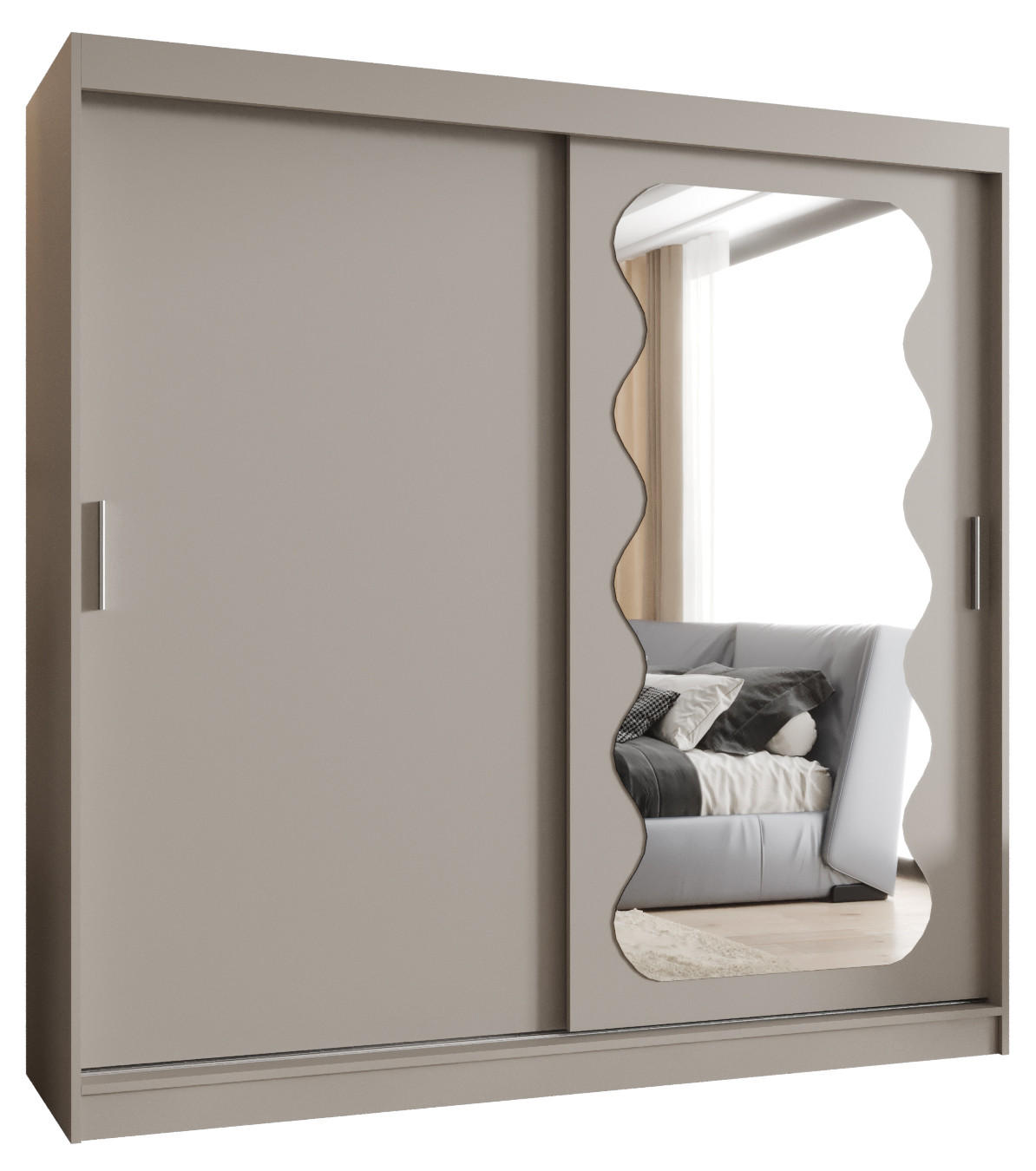 SCHWEBETÜRENSCHRANK 200/200/62 2-türig - Kaschmir/Silberfarben, Holz (200/200/62cm) - MÖBEL KRYSPOL