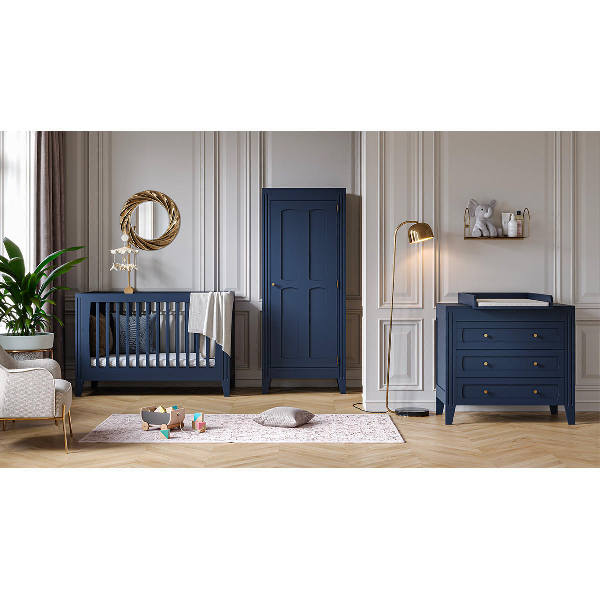 BABYZIMMER 2-teilig Blau - Blau, Holzwerkstoff (144/80/75cm) - Petits-meubles