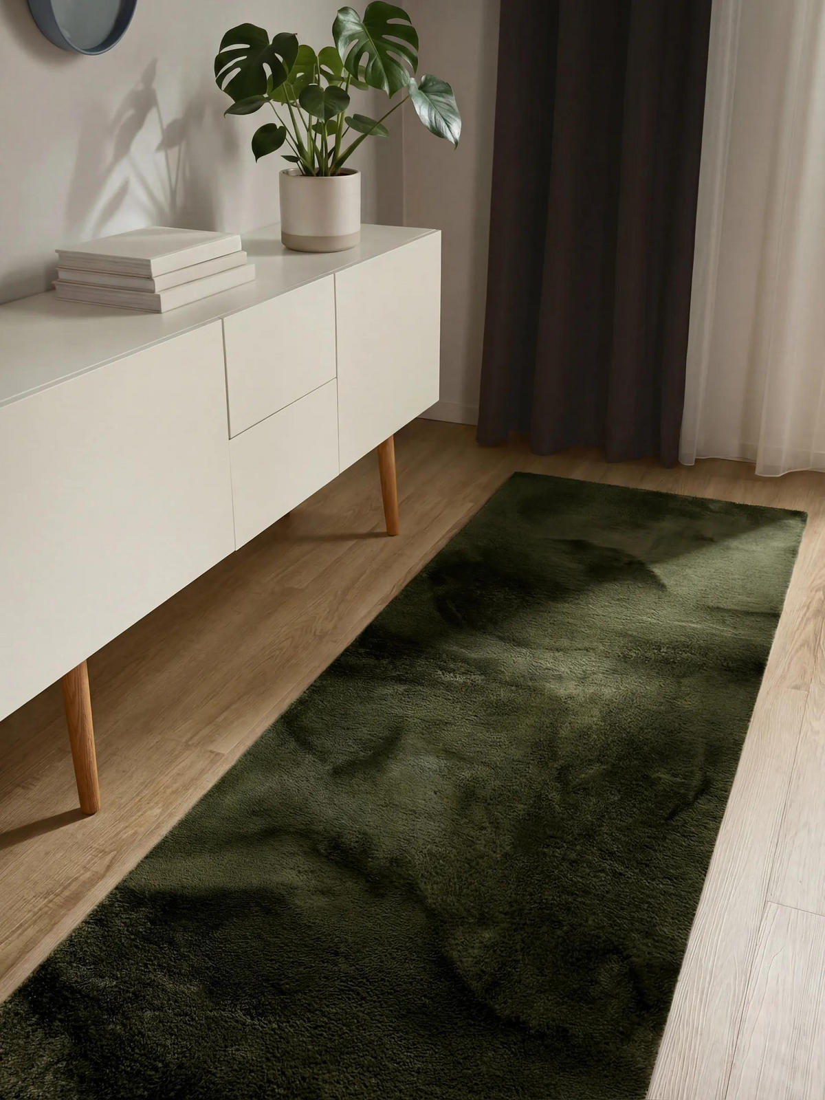 KUNSTFELLLÄUFER Furry Olivgrün 70/200 cm - Olivgrün, Kunststoff/Textil (70/200cm) - benuta