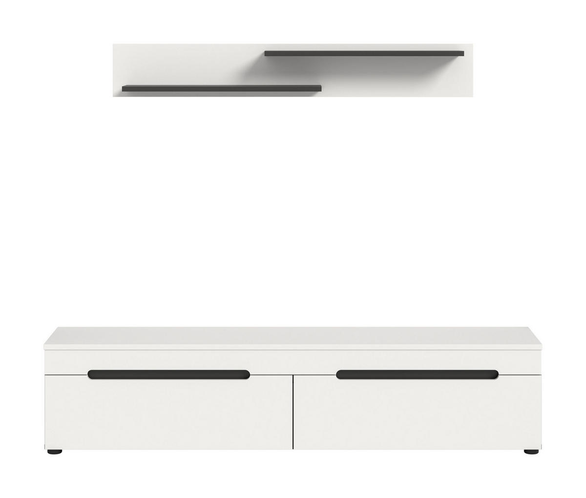 LOWBOARD inkl. Wandboard CANU (B/H/T: ca. 170/38/33 cm) in Basalt grau/weiß - Grau, Holzwerkstoff (170/38/33cm)