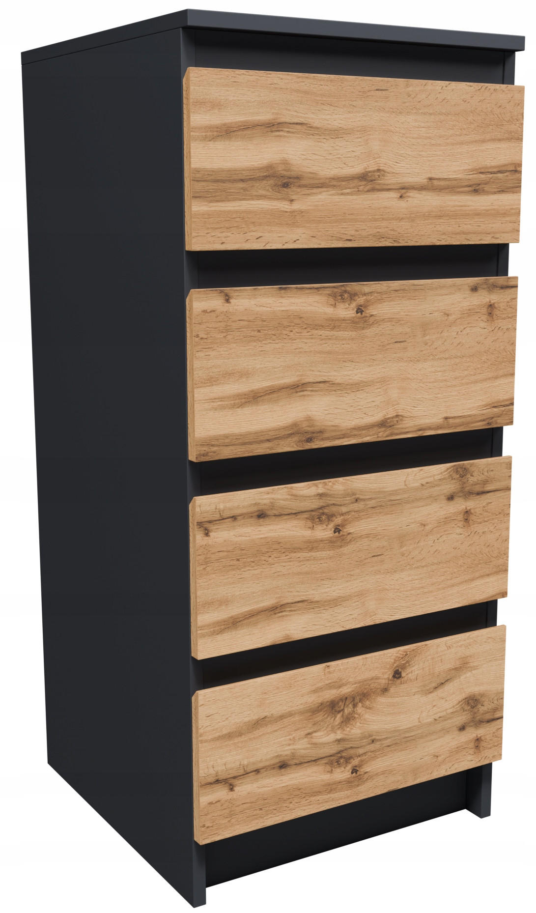 KOMMODE CR3-T-2 Graphit-Wotan Eiche 40,2/43,3/89,5 cm - Eiche Wotan/Graphitfarben, Holzwerkstoff (40.2/89.5/43.3cm)