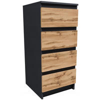 KOMMODE CR3-T-2 Graphit-Wotan Eiche 40,2/43,3/89,5 cm - Eiche Wotan/Graphitfarben, Holzwerkstoff (40.2/89.5/43.3cm)