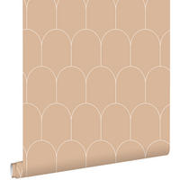 TAPETE Art Decó Muster 53 cm x 10.05 m - Orange, Papier (53/1000cm) - ESTAhome