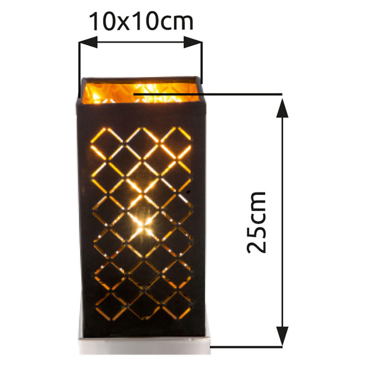 LED TISCHLEUCHTE CLARKE Schwarz Gold - Schwarz, Textil (11/11/25cm)