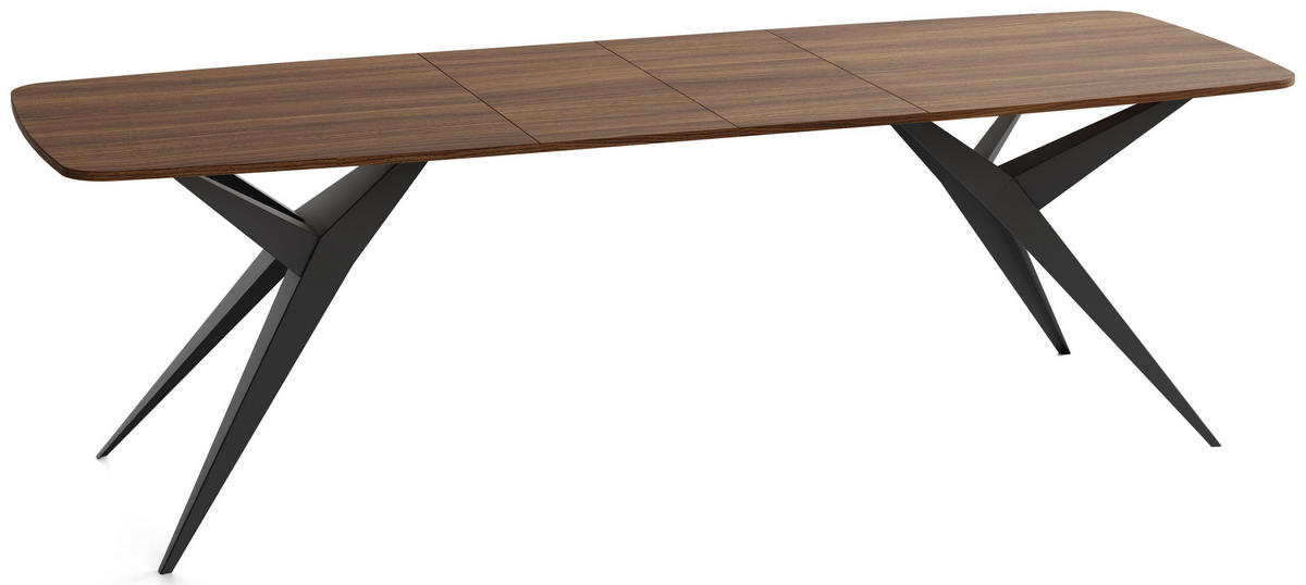 ESSTISCH Trax – Ausziehbar, Rechteckig mit Schwarzen Metallbeinen – Tobacco Franklin Walnuss 180-256/90/76 cm - Walnussfarben/Schwarz, Holzwerkstoff/Metall (90/256/76cm) - WFL GROUP