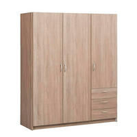 DREHTÜRENSCHRANK - Eichefarben/Silberfarben, Holzwerkstoff/Metall (146/175/50cm) - home24