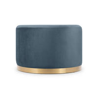SITZPUFF Charlotte II aus Samt in Celadonblau und goldfarbenem Metall - Hellblau, Holzwerkstoff/Textil (60/40/60cm) - Sicaan