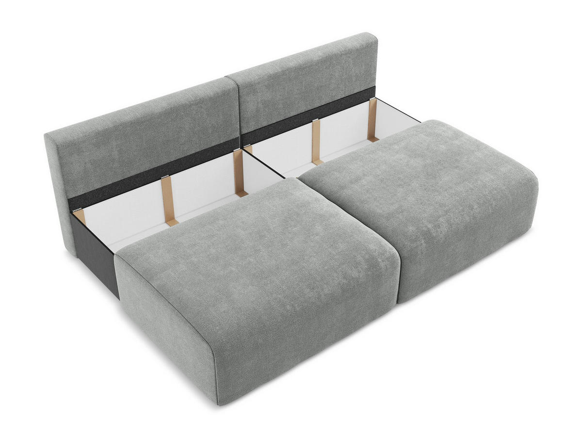3-SITZER SOFA mit Schlaffunktion Chenille Stoff Grau - Blau/Schwarz, Kunststoff/Textil (216/79/102cm) - Makamii