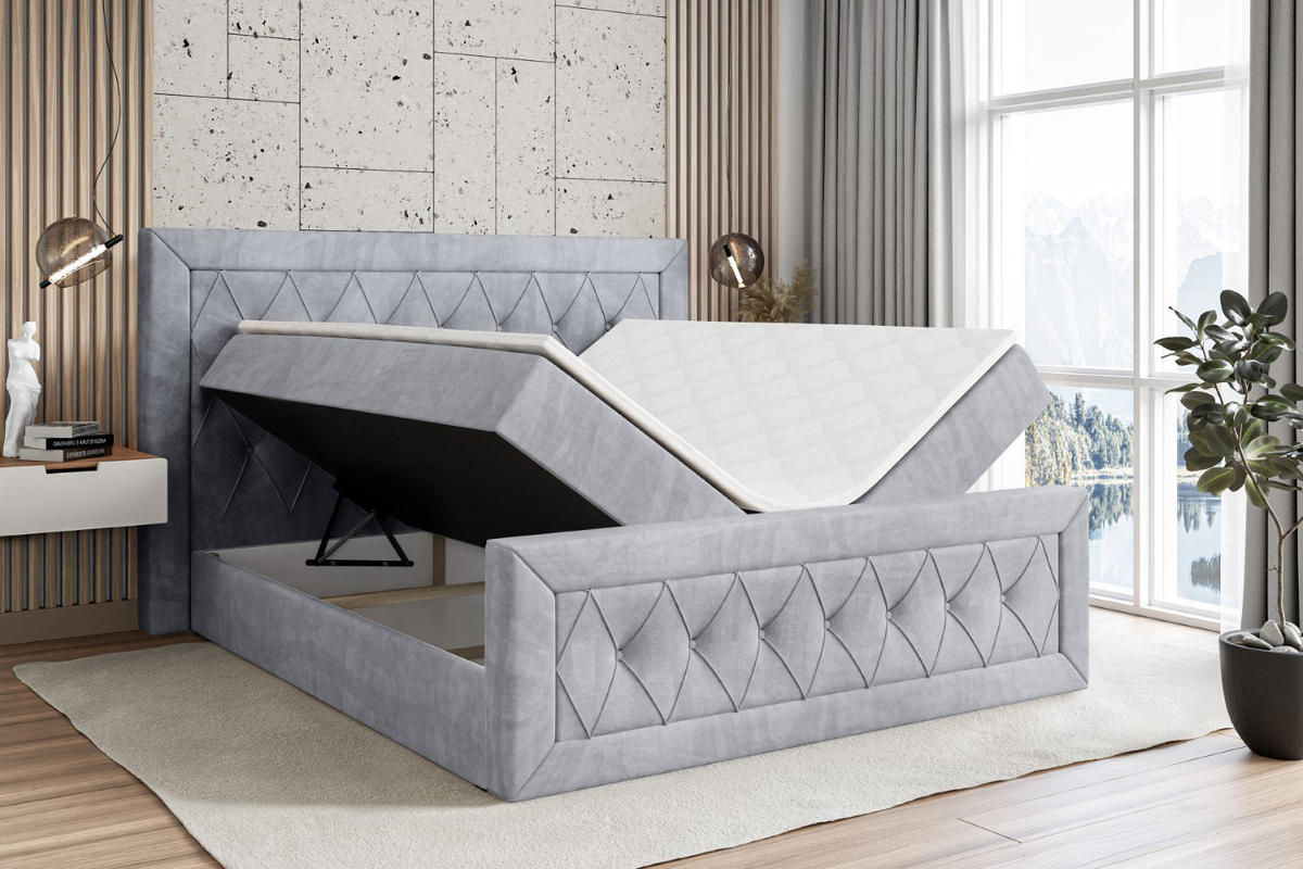 BOXBETT NOEL-Z - 120 x 200 - H4 - Hellgrau - Hellgrau, Holzwerkstoff (120/200cm) - ALTDECOR