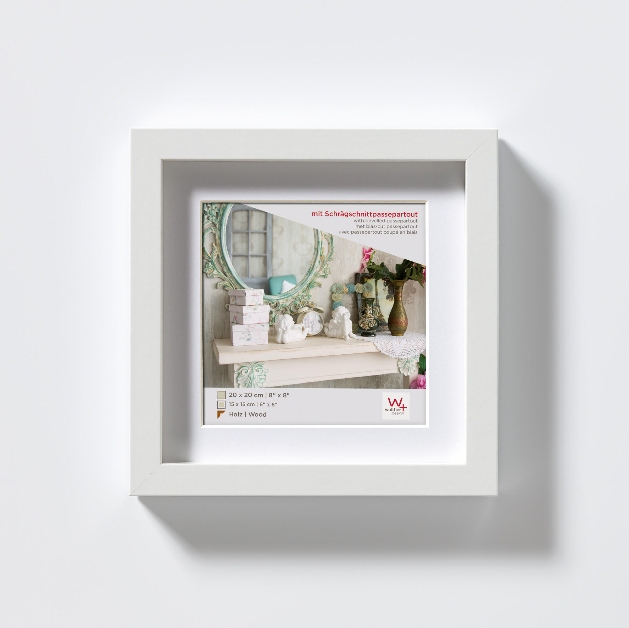 BILDERRAHMEN Stockholm 3D Holzr. 20x20 cm, WEISS - Weiß, Holzwerkstoff (23.1/23.1/3.25cm) - walther design