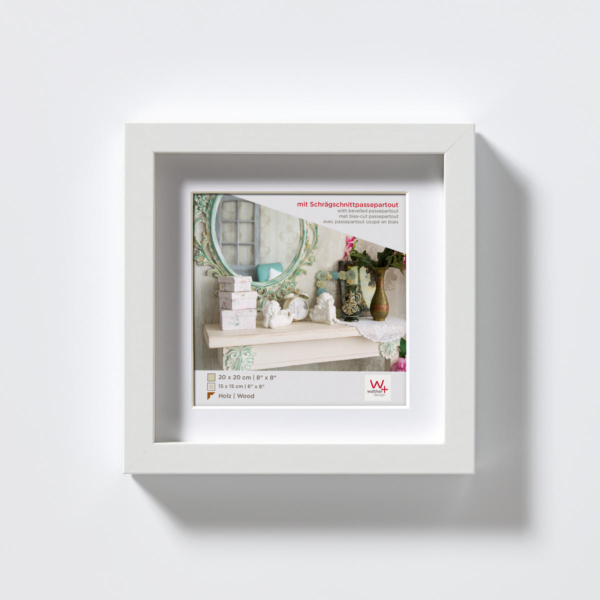 BILDERRAHMEN Stockholm 3D Holzr. 20x20 cm, WEISS - Weiß, Holzwerkstoff (23.1/23.1/3.25cm) - walther design