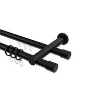 RUNDROHR-INNENLAUF-GARDINENSTANGEN-SET Platon Santo 520 cm (geteilt in 4 x 130 cm), 2-läufig, 20 mm Ø Schwarz - Schwarz, Metall (520cm) - INTERDECO