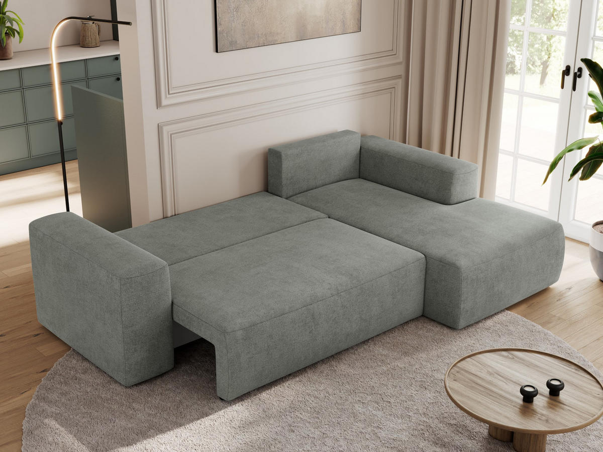 ECKSOFA TRENTINO L Grau Stukture - Rechts - Schwarz/Grau, Textil (164/266cm) - MKS