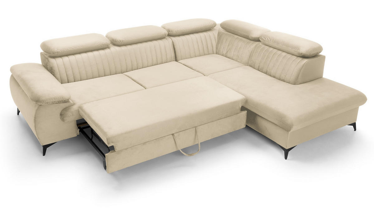 ECKSOFA 275 cm mit verstellbaren Kopfstützen Xanto L, Rechts, Creme - Creme, Holz (221/275cm) - Emporius