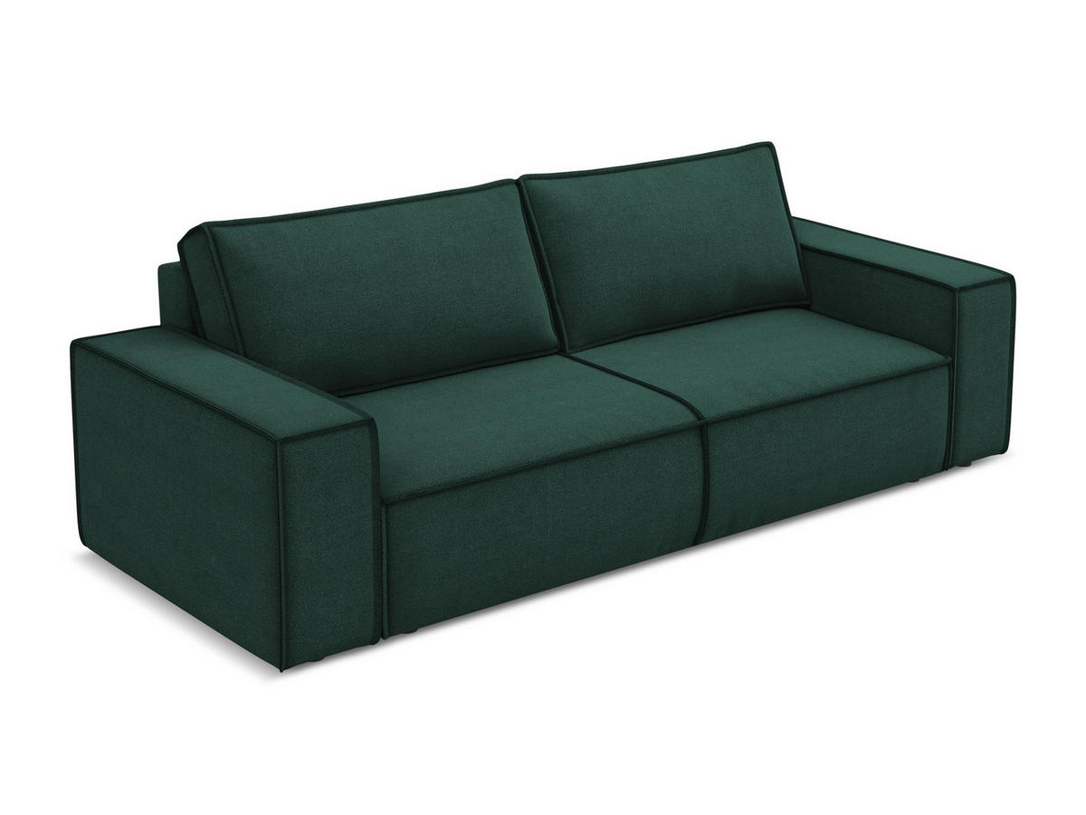 3-SITZER SOFA mit Schlaffunktion Strukturstoff Stoff Grün - Dunkelgrün/Schwarz, Kunststoff/Textil (255/85/105cm) - Makamii