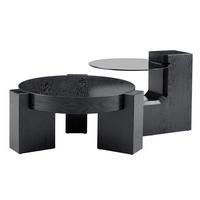 COUCHTISCH-SET 61/61/30 cm 2-teilig mit Sicherheitsglas, MDF-Ablage und zerlegbarem Design, Schwarz - Schwarz, Holzwerkstoff (61/61/30cm) - Redom
