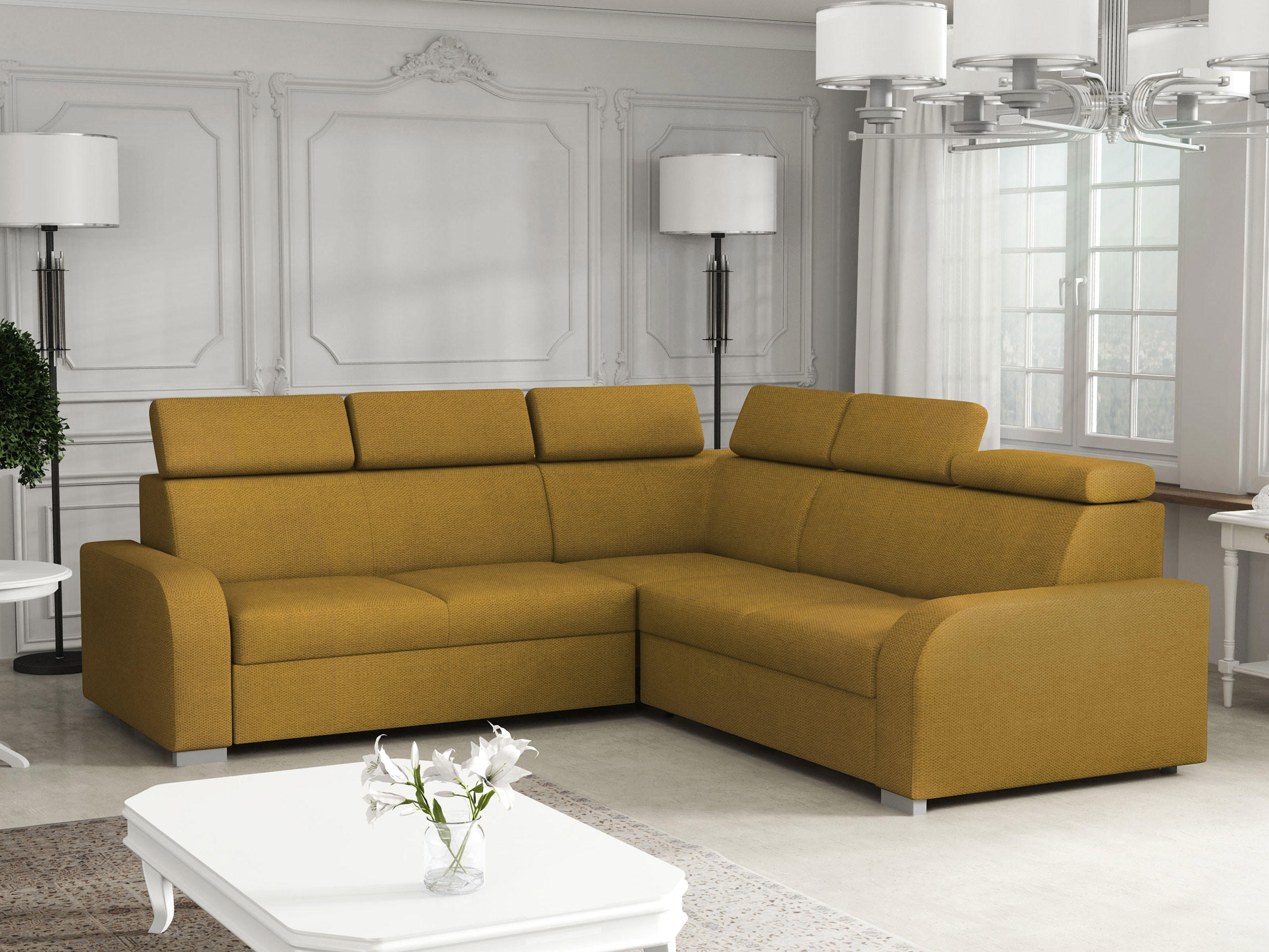 ECKSOFA Oslo 2rR2p - Gelb/Silberfarben, Holz/Kunststoff (250/250cm) - MIRJAN24