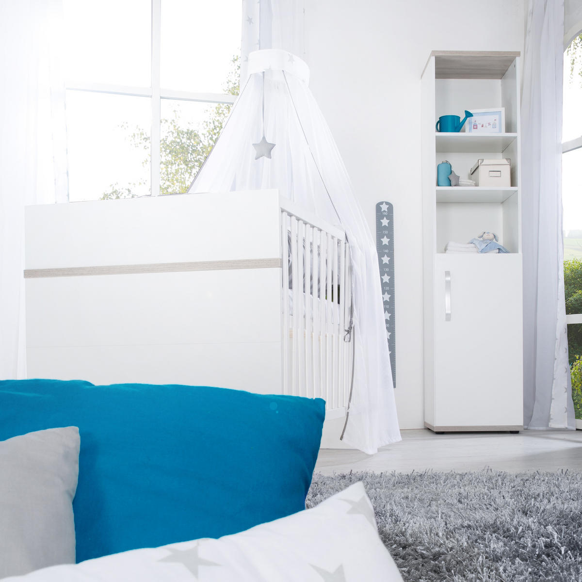 BABYZIMMER-SET Moritz, mit breiter Wickelkommode, 3-teilig - Weiß, Holzwerkstoff (76/81/142.5cm) - Roba