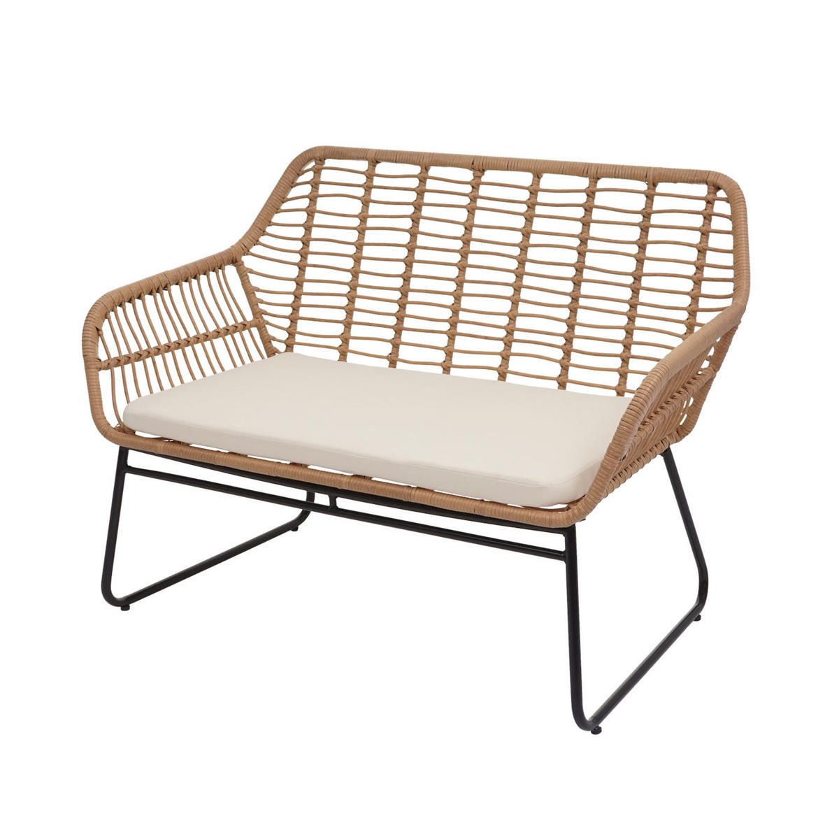 POLYRATTAN GARNITUR G17A Braun, Cremeweiß - Braun/Weiß, Kunststoff - MCW