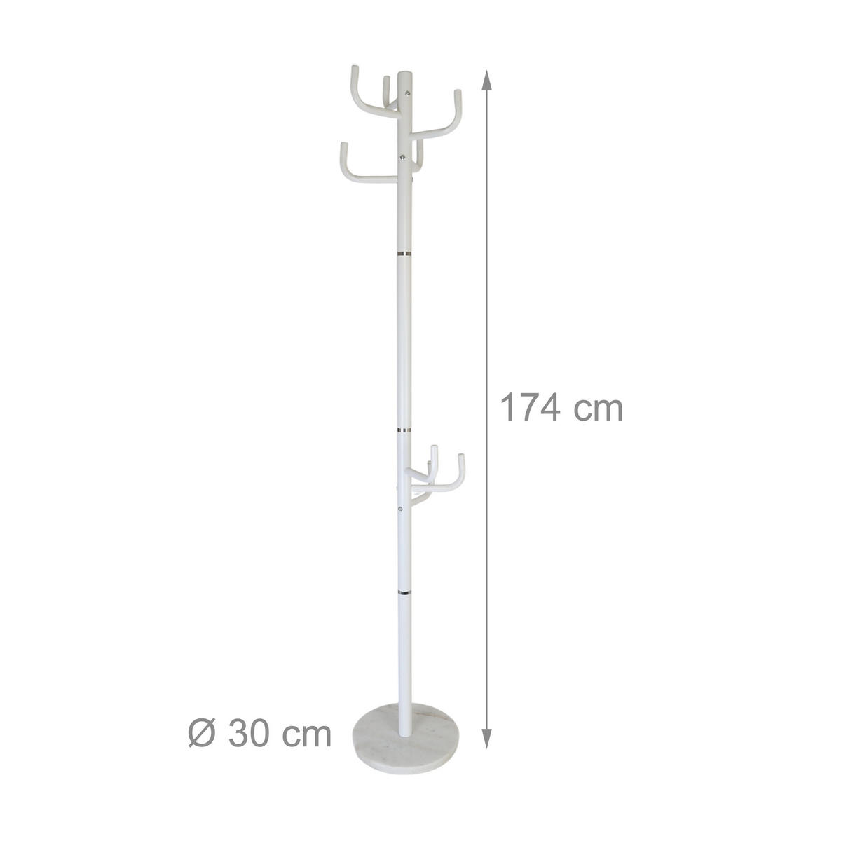 GARDEROBENSTÄNDER - Weiß, Stein/Metall (30/176/30cm) - Relaxdays