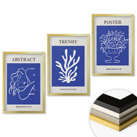 WANDBILDER 3er Set - 40x60 cm Goldrahmen - Stilvolle blaue Poster - Goldfarben, Kunststoff (40/60cm) - ArtPrintCave