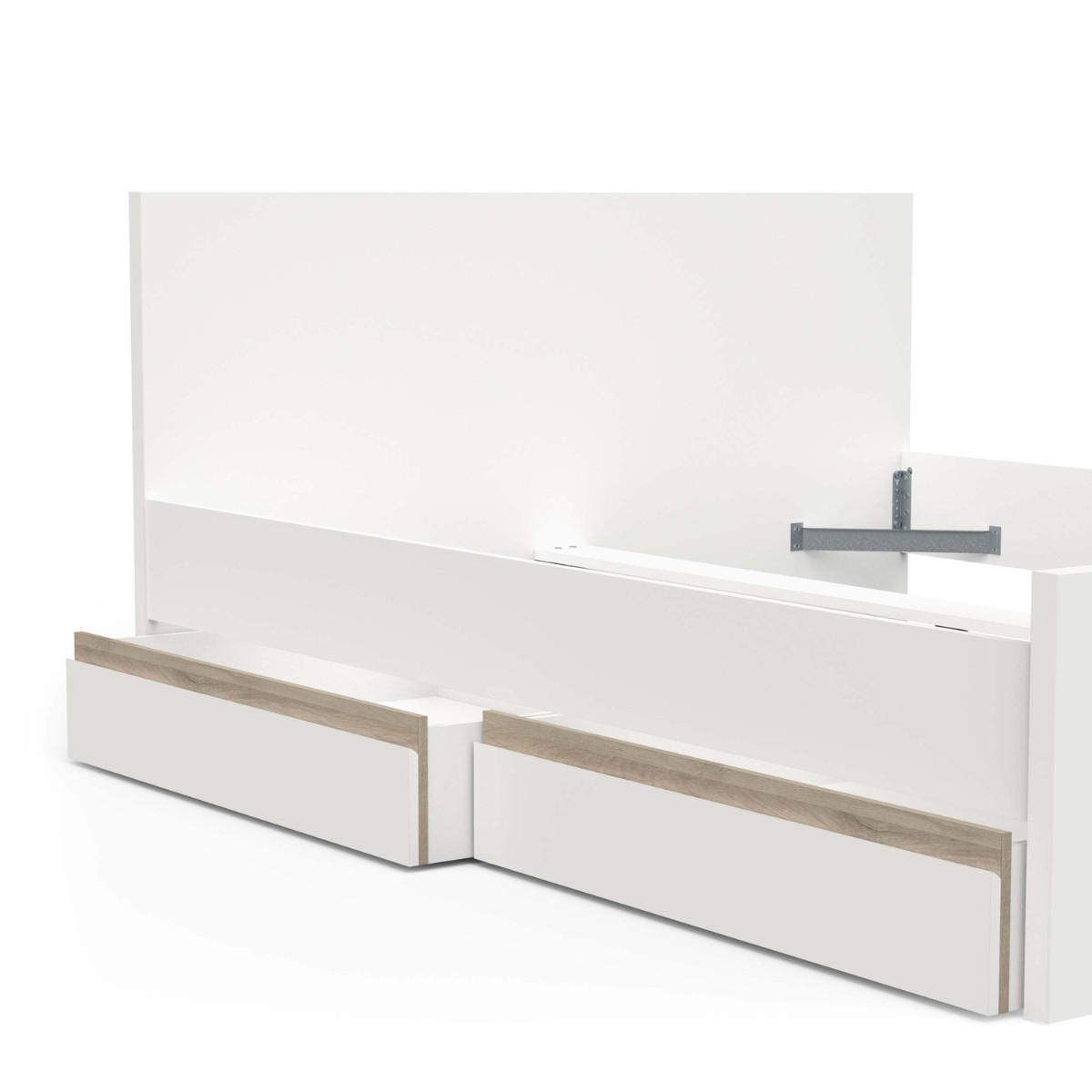 BETTENGARNITUR Clyde 140x200 cm mit 2 Schubladen 145/207,4/90 cm - Eschefarben, Holzwerkstoff (200/140cm) - Calicosy