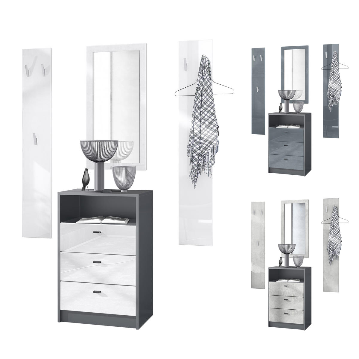 GARDEROBE Pino Weiß matt - Weiß, Holzwerkstoff (135/190/36cm) - Vladon