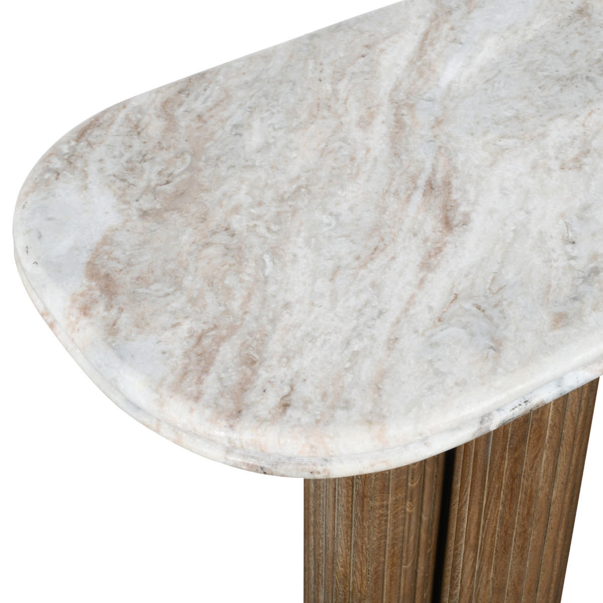 KONSOLENTISCH aus Massivholz und Marmor 165/77/38 cm - Blau, Holz (12/38/77cm) - Signature