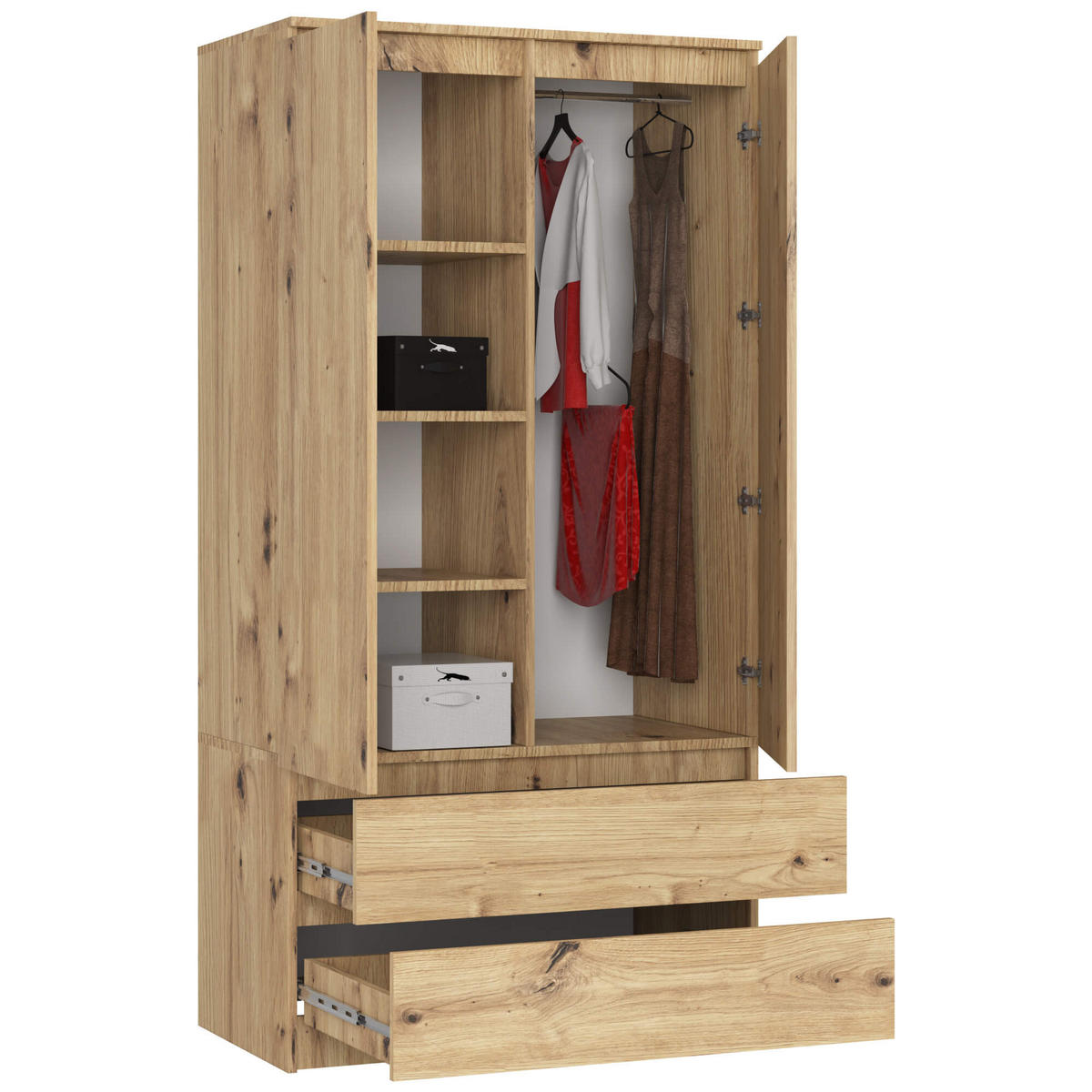 KLEIDERSCHRANK Eiche Artisan 180/90/51 - Eiche Artisan, Holzwerkstoff (90/180/51cm) - RAUMHIRSCH FURNITURE