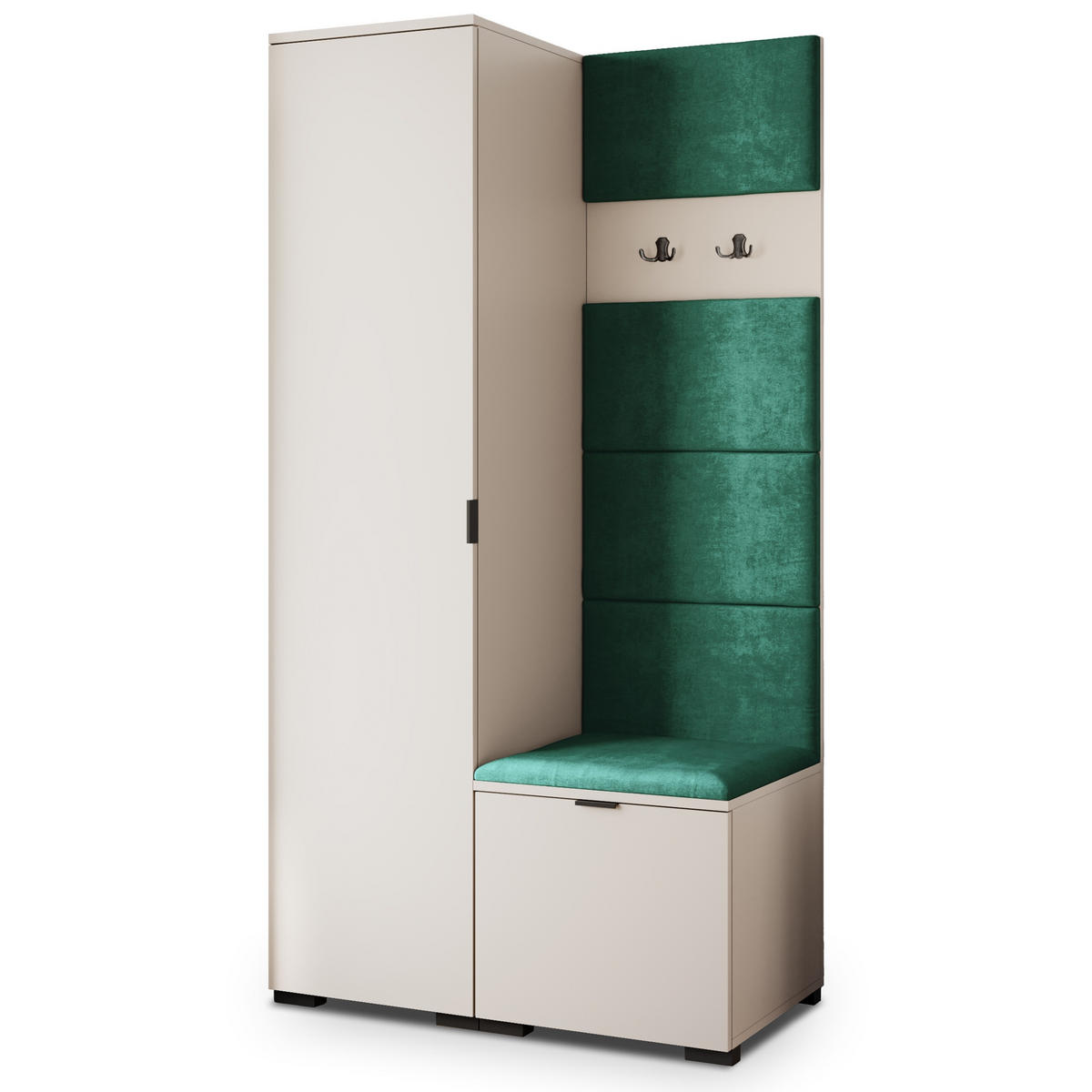 GARDEROBENSCHRANK LORI 95/181/51 cm Modern Garderobe-Set Kaschmir - Kaschmir/Grün, Holzwerkstoff (95/181/51cm) - MASSENO