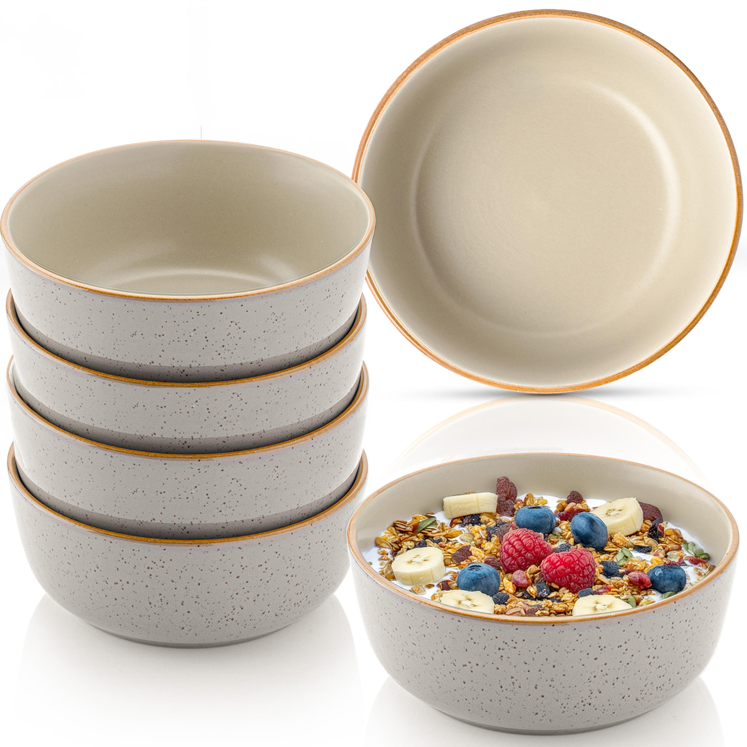 SCHALEN RIO PERLGRAU - 6 teilig aus Steingut - Grau, Stein (16.3/16.3/6.6cm) - Sänger