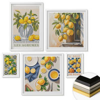 WANDBILDER 5er-Set - 50x50 cm & 20x30 cm & 40x60 cm Weißer Rahmen - Rustikale Cocktails mit Olivenblüten - Weiß, Kunststoff (40/60cm) - ArtPrintCave