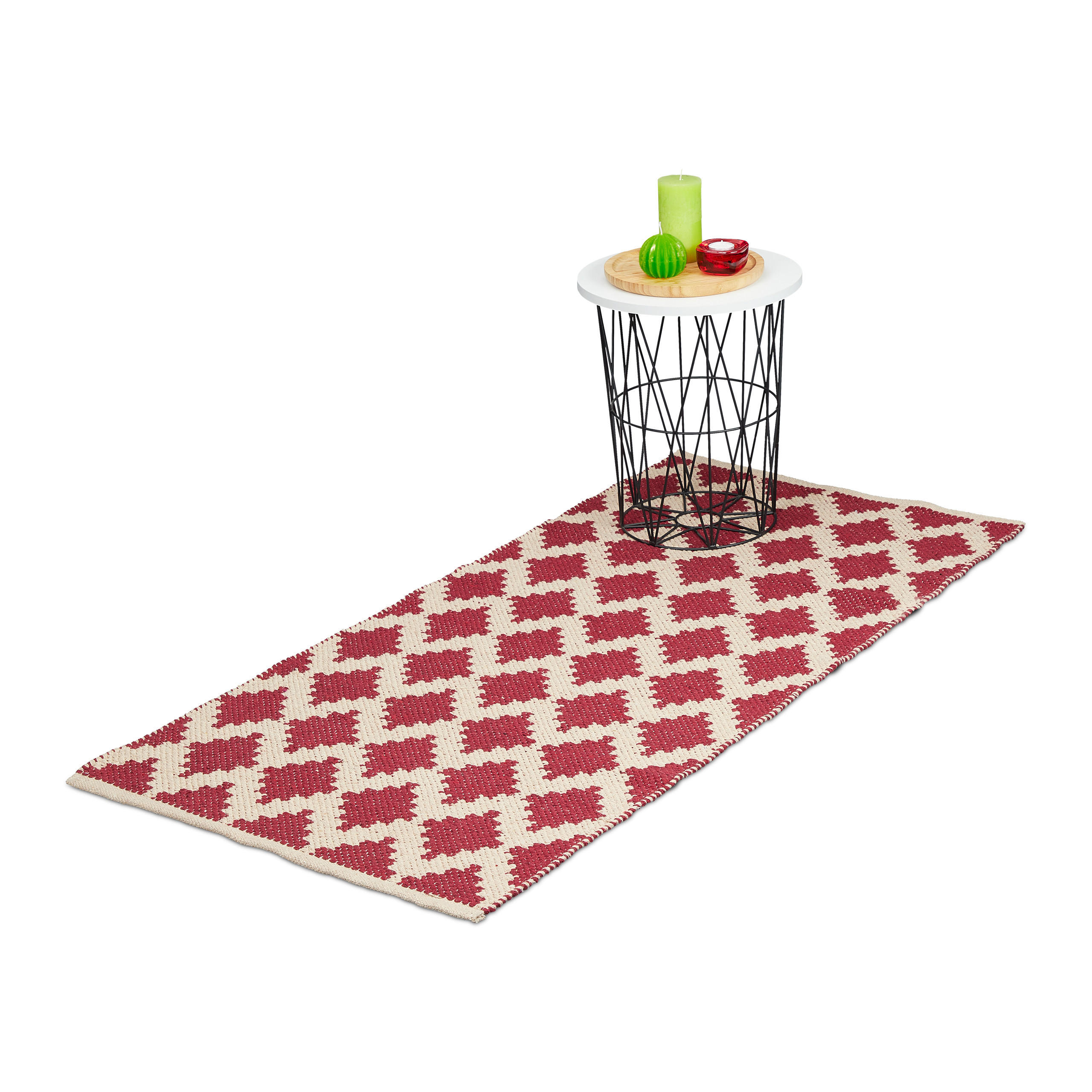 LÄUFER - Beige/Rot, Textil (70/140cm) - Relaxdays