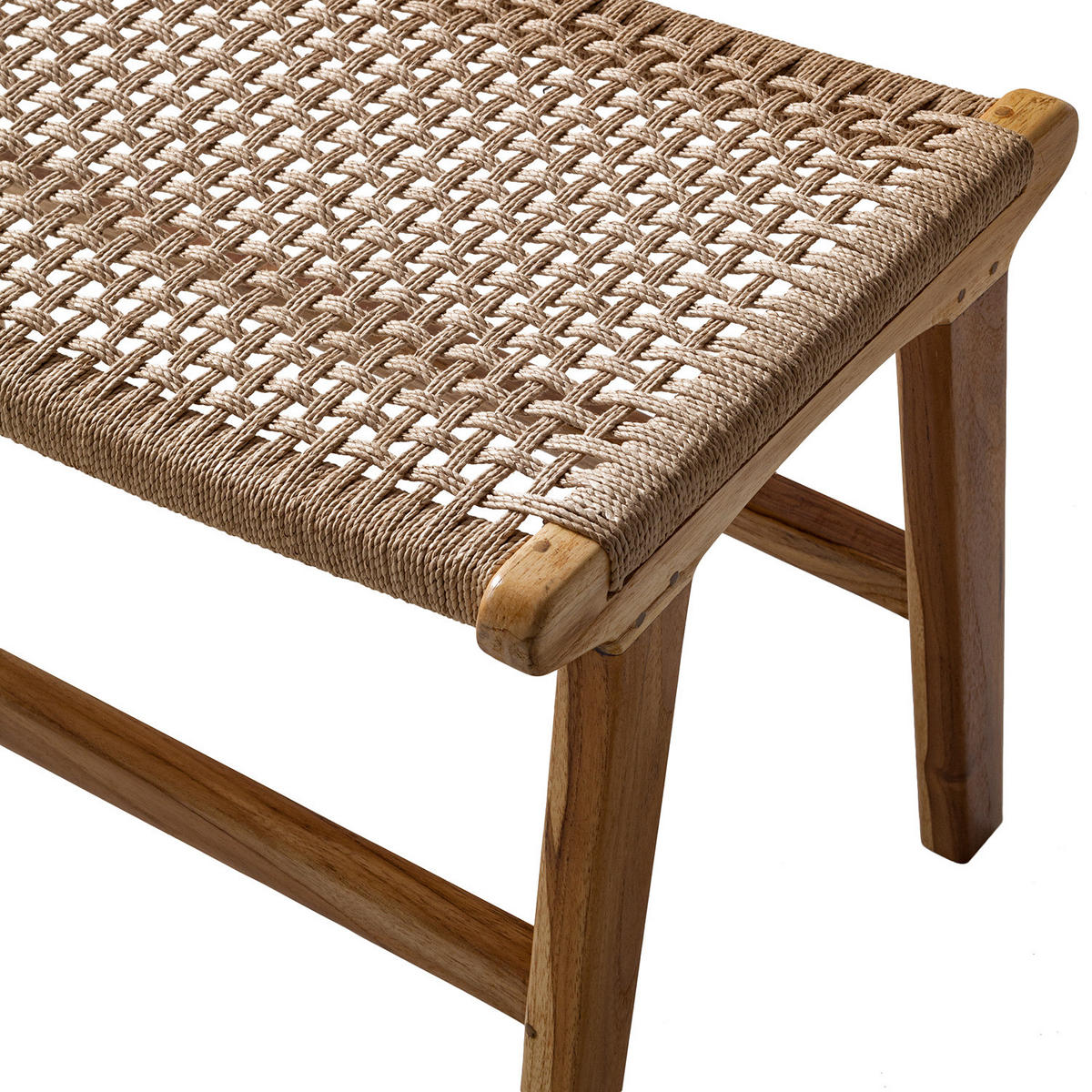 HOCKER - Papiergeflecht / Teakholz massiv, Natur / Teak - Teakfarben, Naturmaterialien (65/44/35cm) - home24