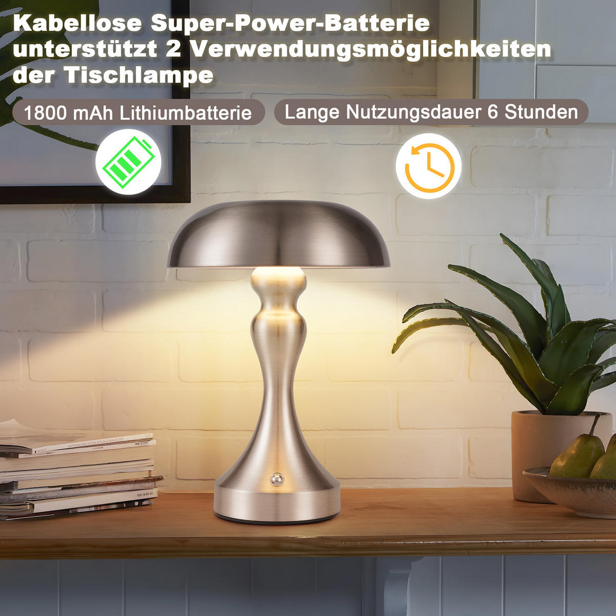 TISCHLAMPE Darius 15.5/15.5/22 cm - Silberfarben, Metall (15.5/15.5/22cm) - ZMH