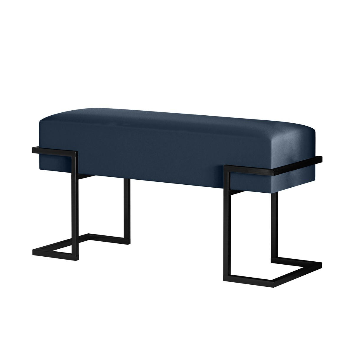 POLSTERBANK CELY 80 cm, Dunkelblau, Schwarzes Gestell, Samtstoff - Schwarz/Dunkelblau, Textil/Metall (80/42/34cm) - Bettso