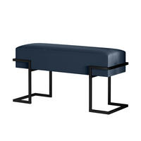 POLSTERBANK CELY 80 cm, Dunkelblau, Schwarzes Gestell, Samtstoff - Schwarz/Dunkelblau, Textil/Metall (80/42/34cm) - Bettso