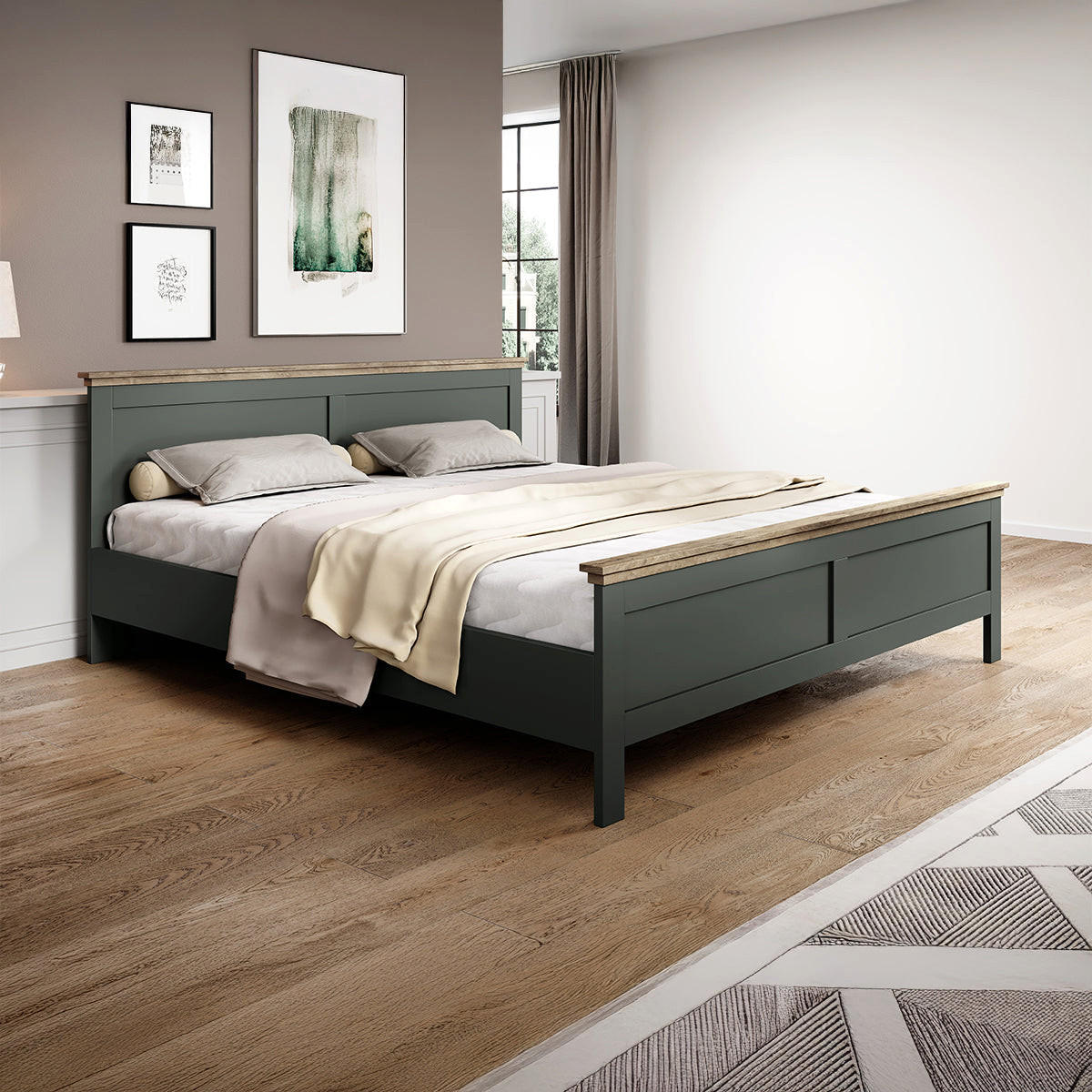 BETT 140/200 Martin Grün und Holz - Grün, Holzwerkstoff (140/200cm) - Petits-meubles