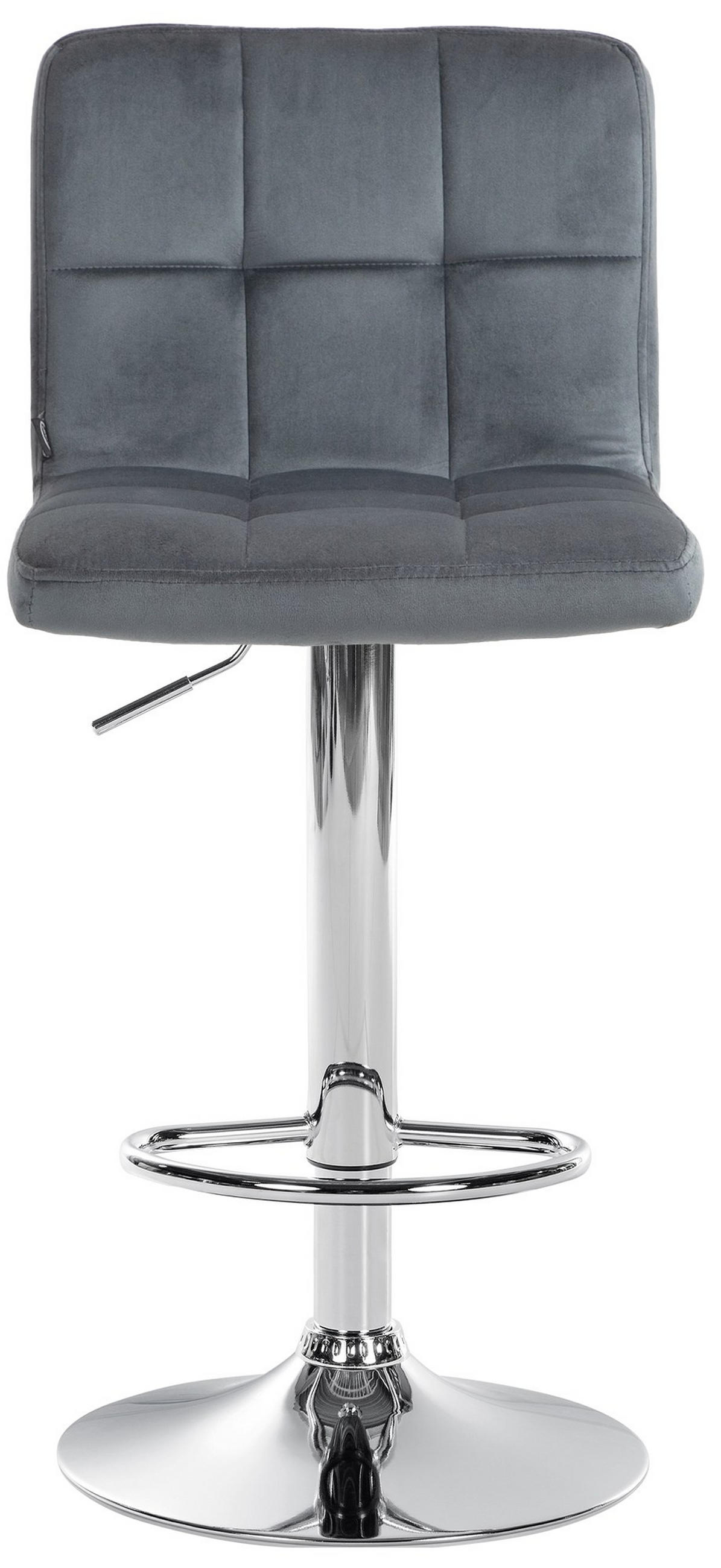 BARHOCKER BRISBAN Dunkelgrau Samt Chrom - Dunkelgrau, Textil/Metall (46/94/47cm) - DELUKE