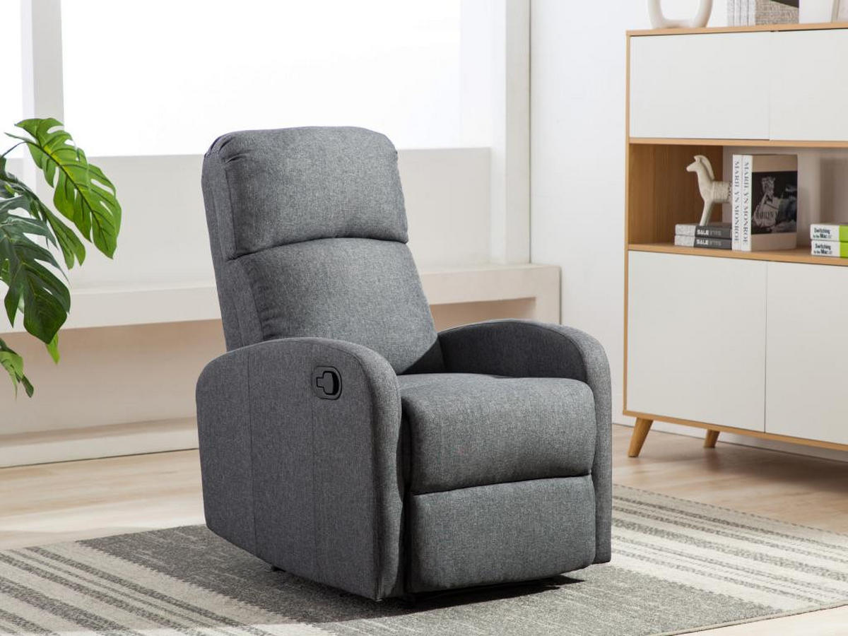 RELAXSESSEL Fernsehsessel - Stoff - Anthrazit - ISAO - Anthrazit, Textil (91/101/65cm) - Vente-Unique