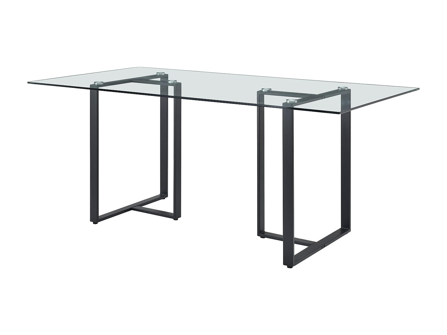 ESSTISCH für 6 Personen - Sicherheitsglas & Edelstahl - Transparent & Schwarz - NILESA II - Transparent/Schwarz, Glas (180/90/75cm) - Pascal Morabito