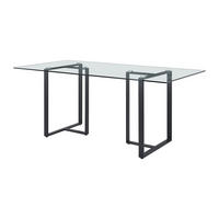 ESSTISCH für 6 Personen - Sicherheitsglas & Edelstahl - Transparent & Schwarz - NILESA II - Transparent/Schwarz, Glas (180/90/75cm) - Pascal Morabito