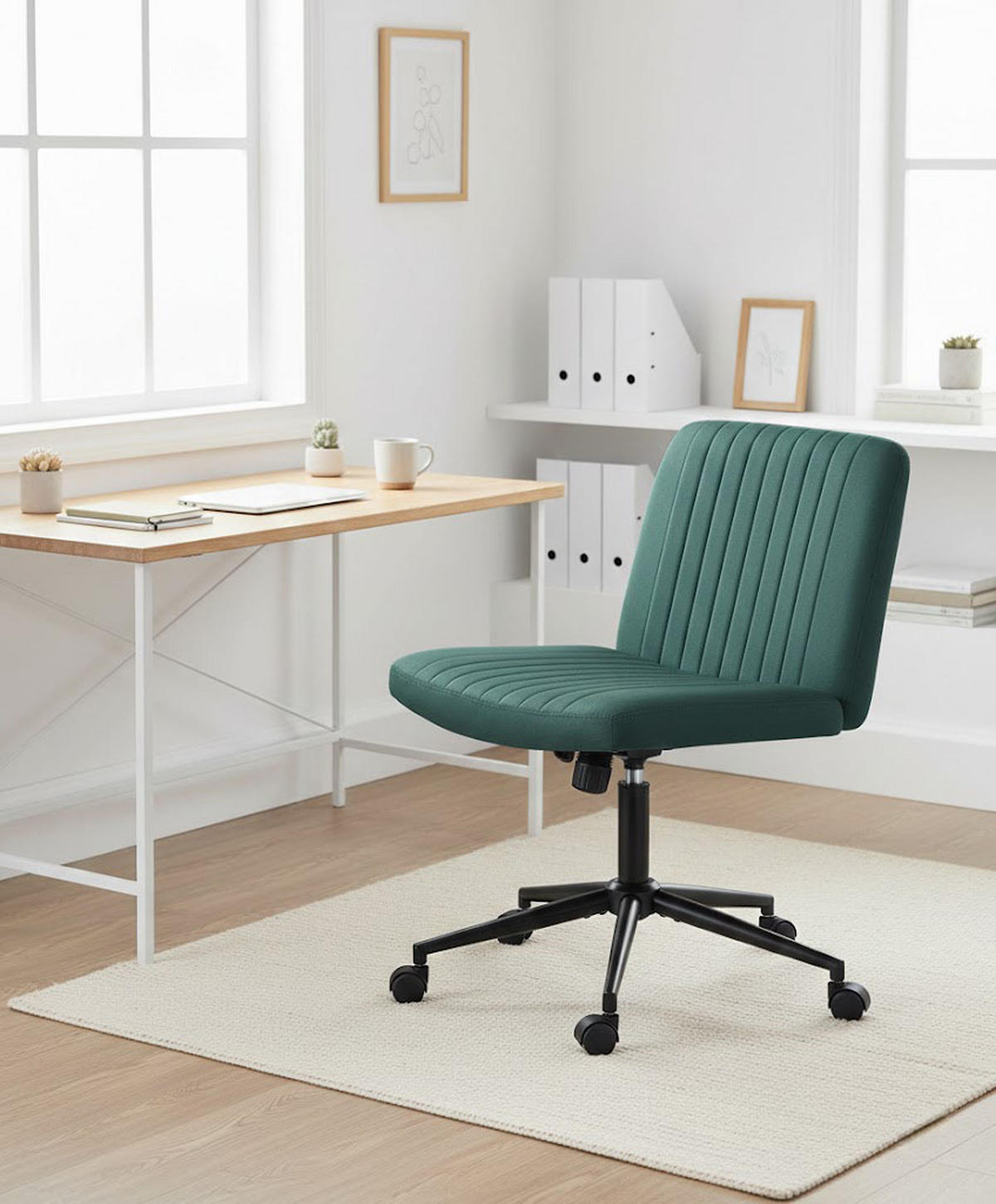 BÜROSTUHL Lynox Samt grün - Schwarz/Grün, Metall (62/98/65cm) - TPFLiving
