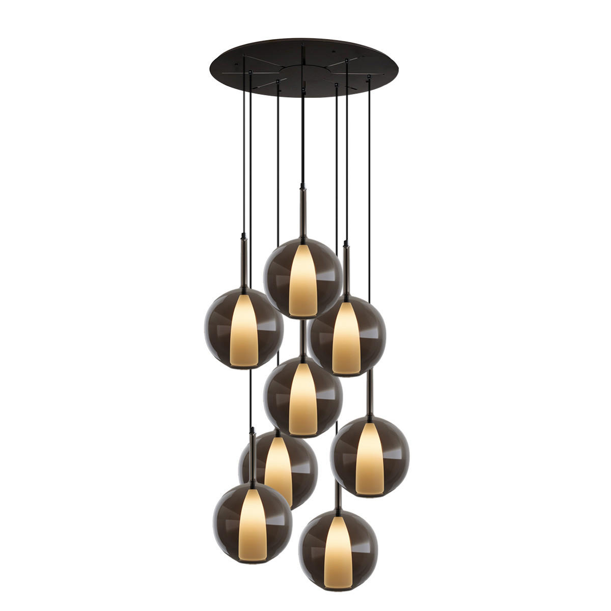 GALERIELEUCHTE Belluna 8-flammig Rauch Ø 24cm - Anthrazit, Glas (24/24/45cm) - s.luce