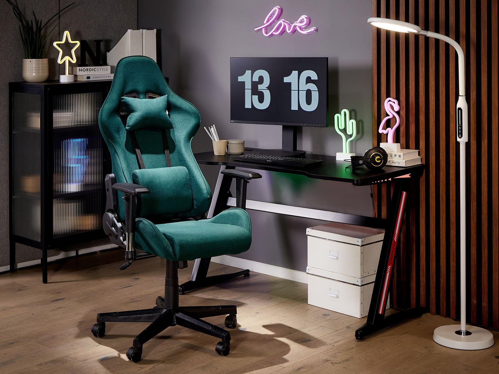 BÜROSTUHL Polyester Grün Warrior - Grün, Textil/Metall (62/122/62cm) - Beliani