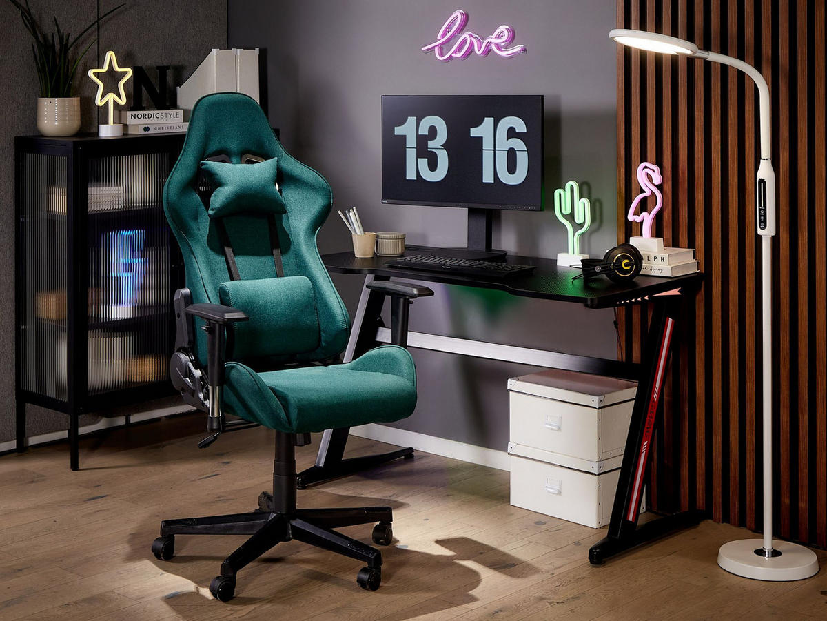 BÜROSTUHL Polyester Grün Warrior - Grün, Textil/Metall (62/122/62cm) - Beliani